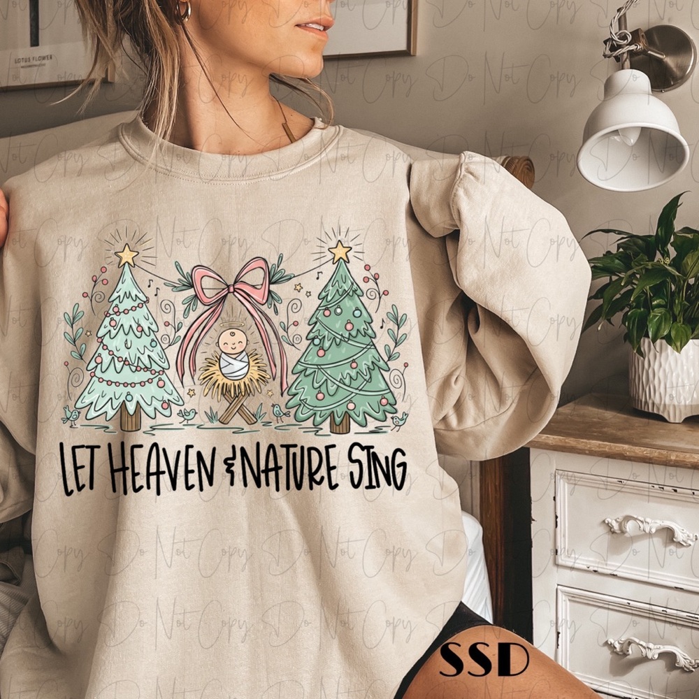 Let Heaven & Nature Sing Beige Christmas Sweatshirt